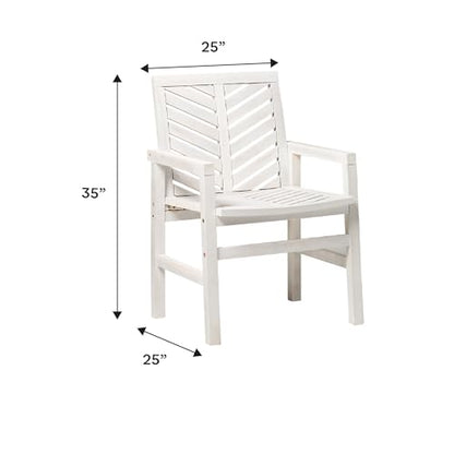 AZWC2VINWW Avalon Chevron Solid Acacia Wood Outdoor Chair, White Wash