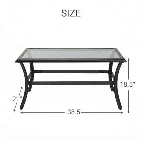 Outdoor Glass Coffee Table,Outdoor Furniture Coffee,Patio Garden Furniture Multi-Functional Tea Table with Tempered Glass Top, for Conversation-Square (Rectangular)