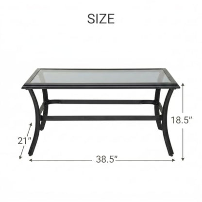 Outdoor Glass Coffee Table,Outdoor Furniture Coffee,Patio Garden Furniture Multi-Functional Tea Table with Tempered Glass Top, for Conversation-Square (Rectangular)