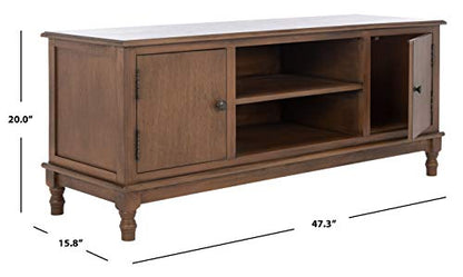 SAFAVIEH Ozark TV Stand for up to 55" Flatscreen – Brown, 2 Doors with Interior Storage, 2 Open Shelves, Entertainment Media Console (MED5700C)