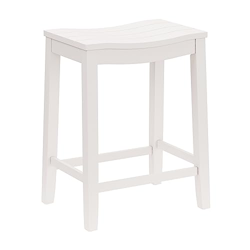 Furniture Fiddler Backless Counter Height Saddle Stool, White