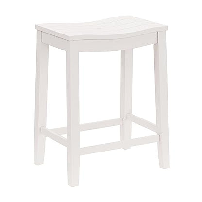 Furniture Fiddler Backless Counter Height Saddle Stool, White
