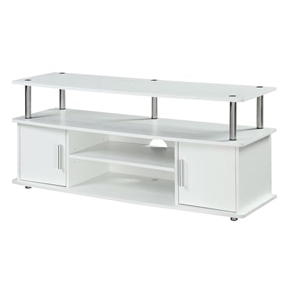 Designs2Go Monterey TV Stand 47.25" - Family Room Entertainment Center with Storage Cabinets and Shelves, Modern TV Console for Living Room, Office, White