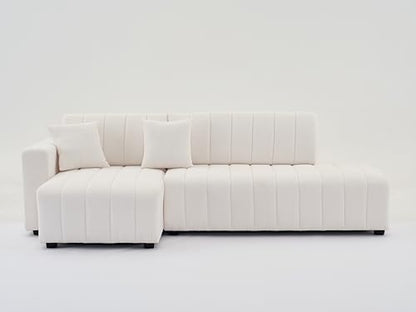Plush L Shaped Tufted Corner Sofa with Decorative Pillows