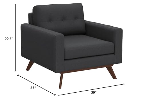 Safavieh Couture Home Gneiss Mid-Century Modern Slate Grey Linen Arm Chair