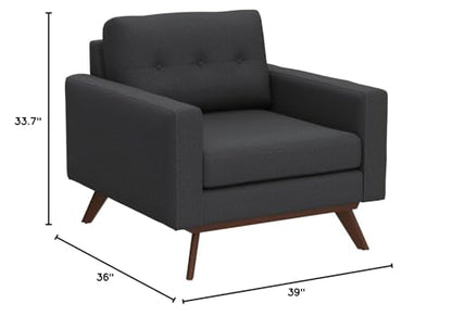 Safavieh Couture Home Gneiss Mid-Century Modern Slate Grey Linen Arm Chair