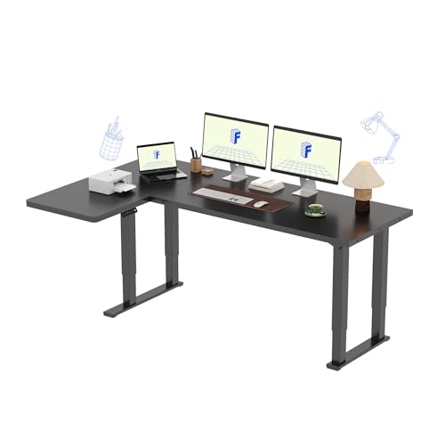 FLEXISPOT 4-Leg L-Shaped Standing Desk, 71 x 43 Inches Electric Height Adjustable Desk with Memory Controller, 220lb Load Capacity, Reversible L/R Corner Desk for Home Office, Gaming & Study, Black