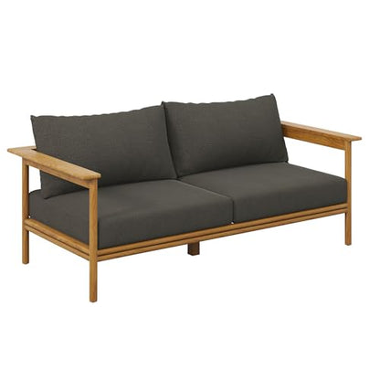 Wren Teak Wood Outdoor Patio 4 Piece Furniture Set in Natural Flint Gray