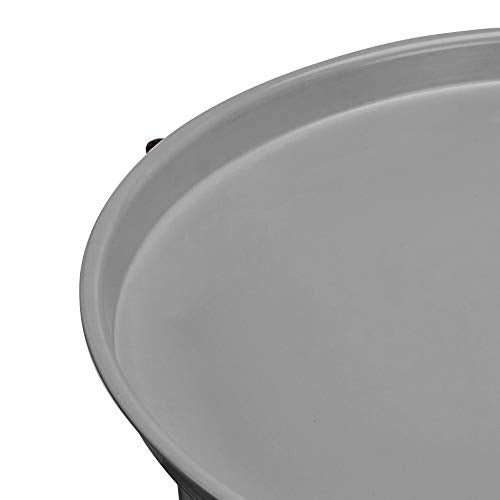 Round Storage End Table, Nightstand for Bedroom or Living Room, Easy Assembly, with Cloth Basket, Charcoal/Heather Gray, 17.7 x 17.7 x 18.9 in | Side Table