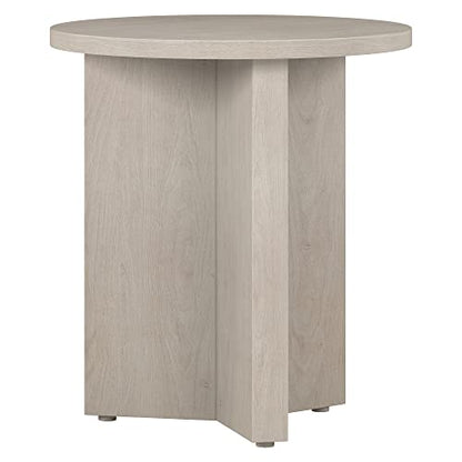20" Round Side Table, Nightstand, End Table, Beech White | Scandinavian-inspired round end table with an X-base and clean lines for living rooms, offices, or bedrooms