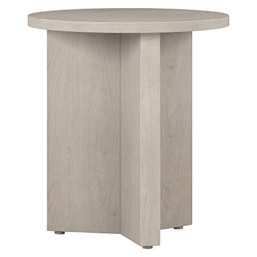 20" Round Side Table, Nightstand, End Table, Beech White | Scandinavian-inspired round end table with an X-base and clean lines for living rooms, offices, or bedrooms