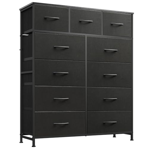 Tall Dresser for Bedroom, 11 Drawer Chest of Drawers, Charcoal Black, view 2
