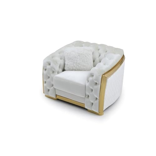 Glory Furniture Lexi 19" H Modern Velvet Upholstered Accent Chair in Ivory/Gold