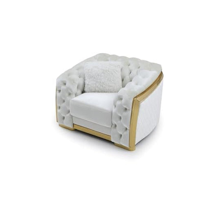 Glory Furniture Lexi 19" H Modern Velvet Upholstered Accent Chair in Ivory/Gold