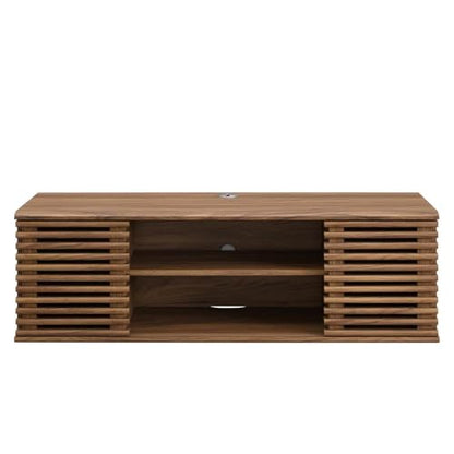 Render 46" Mid-Century Modern Wall Mount Media Console TV Stand, 46 Inch, Walnut, view 6