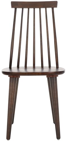 SAFAVIEH Furniture - Burris Side Chair Set of 2 - Dark Walnut - Solid Wood - Modern Clean-Line Design - Ideal for Dining Room, Kitchen, Living Room, 17.7" Seat Height (AMH8511N-SET2)