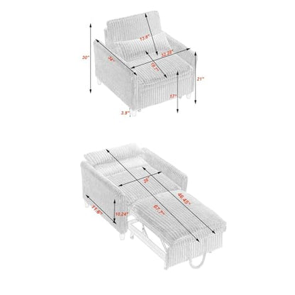 Teddy Convertible Sleeper Chair with Pillow & Adjustable Backrest, view 4