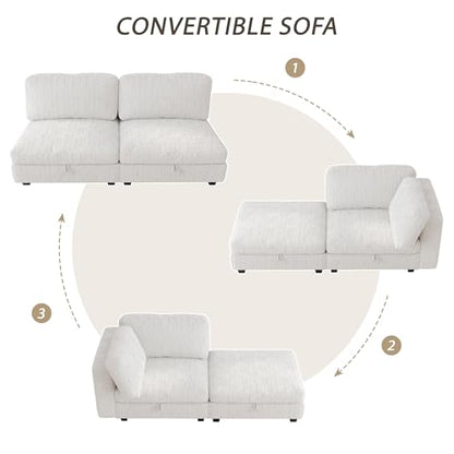 Comfy Chenille Upholstered Reversible Storage Chaise Lounge Indoor for Living, view 8