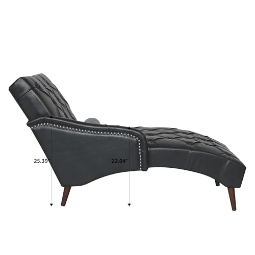 Tufted Chaise Lounge Chair: Immersive Comfort with High-Density Foam, view 3