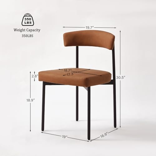 Brown Faux Leather Dining Chairs Set of 4, Armless Upholstered Kitchen Chair, view 3