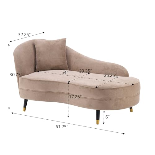 61" Velvet Curved Chaise Lounge Indoor with Pillow, view 3