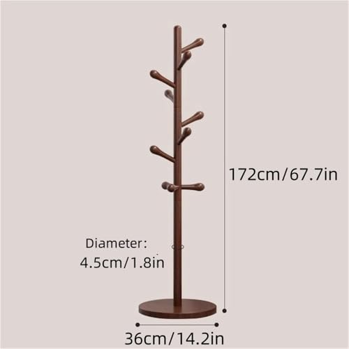 Simple Trending Standard Clothes Clothing Garment Rack, Floor-Standing Hat Rack for Bedroom, Solid Wood Coat Tree, Vertical Purse Hanger for Living Room(Natural)