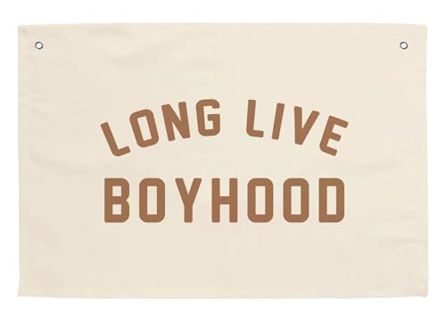 Long Live Boyhood Hanging Flag 20X30 Banners Orange Canvas Wall Decor Art Sign Boys Room Boy Bedroom Banner Toddler Playroom Baby Kids Nursery Fabric Flags Tapestry