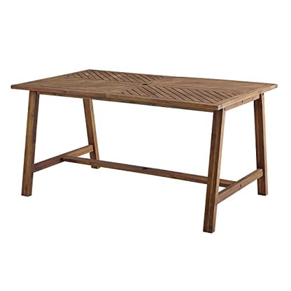 Outdoor Patio Wood Chevron Rectangle Coffee Table All Weather Backyard Conversation Garden Poolside Balcony, 60 Inch, Dark Brown