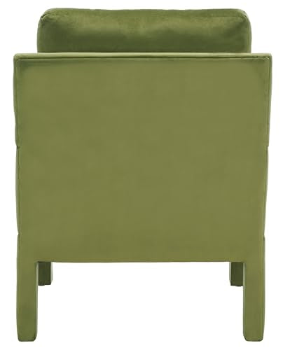 SAFAVIEH Home Collection Kye Mid-Century Modern Olive Green Velvet Accent Chair (Fully Assembled)