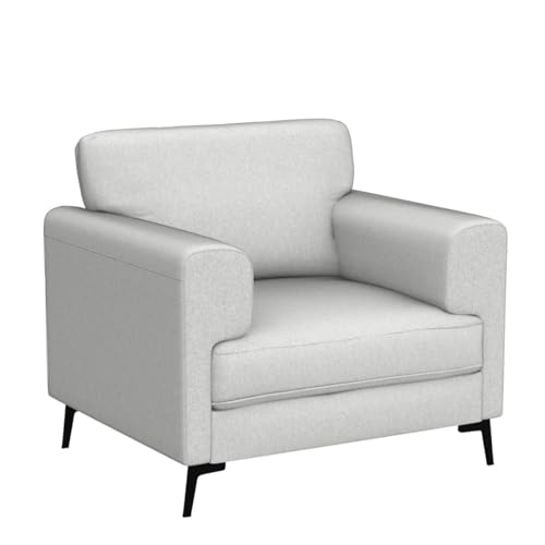 Accent Chair, Linen Fabric Oversized Mid Century Modern Chair Set of 1, Comfy Upholstered Armchair Reading Accent Chairs Sofa Chairs for Bedroom Living Room, Light Gray