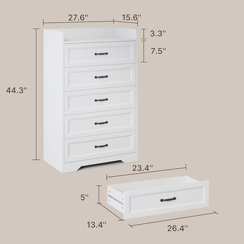2-Piece Bedroom Furniture Set – Includes a 5 Drawer Dresser, a 6 Chest of Drawers,Modern Farmhouse Dresser Set, Ideal for Bedroom, Living Room
