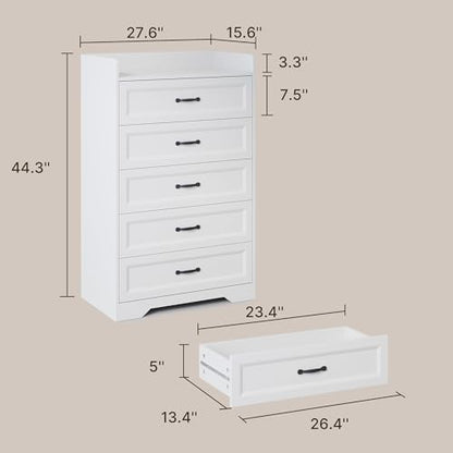 2-Piece Bedroom Furniture Set – Includes a 5 Drawer Dresser, a 6 Chest of Drawers,Modern Farmhouse Dresser Set, Ideal for Bedroom, Living Room