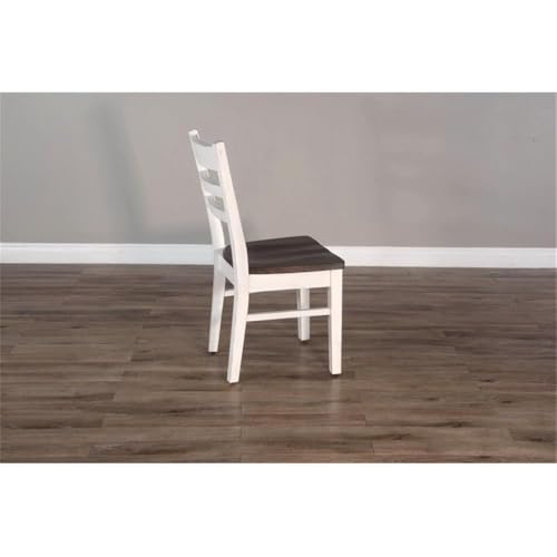 Sunny Designs Carriage House 18" Ladderback Chair in White/Dark Brown (Set of 2)