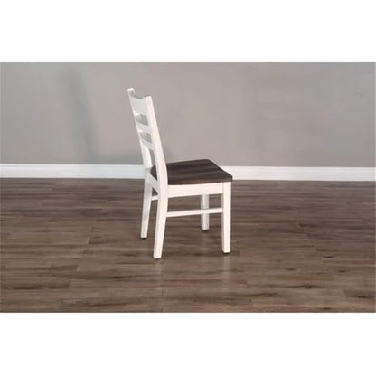 Sunny Designs Carriage House 18" Ladderback Chair in White/Dark Brown (Set of 2)