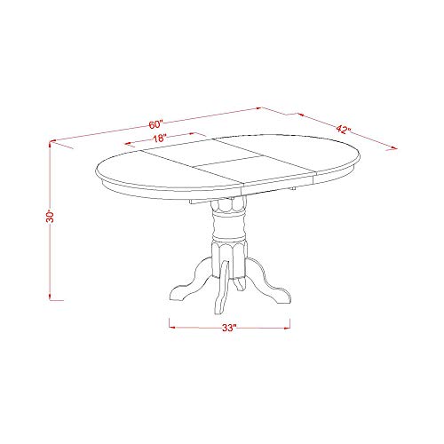 AVEL7-LWH-07 7 Piece Modern Dining Table Set Consist of an Oval Wooden Table with Butterfly Leaf and 6 Gray Linen Fabric Parsons Dining Chairs, 42x60 Inch, Linen White