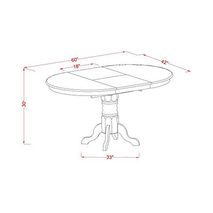 AVEL7-LWH-07 7 Piece Modern Dining Table Set Consist of an Oval Wooden Table with Butterfly Leaf and 6 Gray Linen Fabric Parsons Dining Chairs, 42x60 Inch, Linen White