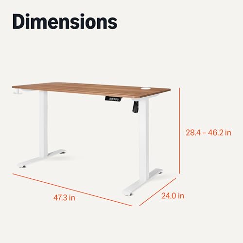 Electric Standing Desk, Height Adjustable Home Office Desk with Quiet Motor and Multiple Presets, White/Oak Effect