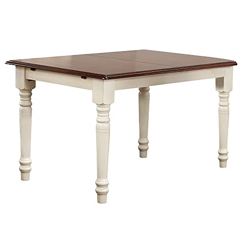 Andrews Dining Set, Medium, Two Size, Distressed Antique White With Chestnut Seat