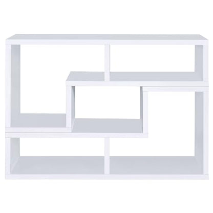 Coaster Home Furnishings - Velma - Engineered Wood - Multipurpose 4-Shelf TV Stand Bookshelf with Geometric Design, Cube Shelves, Transitional Style - Living Room and Home Office - White - 800330