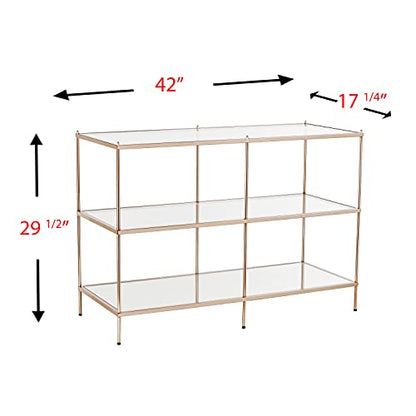 Knox Glam Mirrored 3-Tier, Console Table, Gold