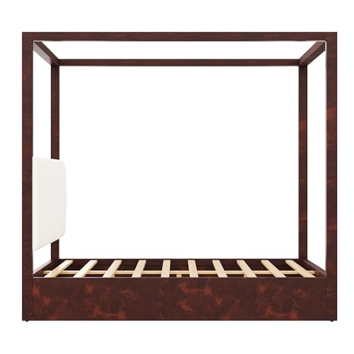 Queen Size Canopy Bed Frame with Upholstered Headboard, view 8