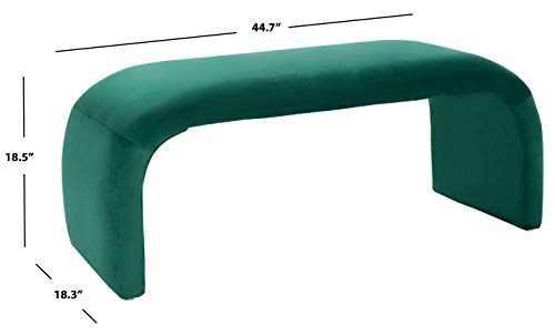 SAFAVIEH Furniture - Tenko Bench - Emerald - Solid Wood - Modern Shearling Design - Ideal for Entryway, Bedroom, Living Room, 18.5" Seat Height - Fully Assembled (BCH1300D)