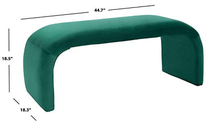 SAFAVIEH Furniture - Tenko Bench - Emerald - Solid Wood - Modern Shearling Design - Ideal for Entryway, Bedroom, Living Room, 18.5" Seat Height - Fully Assembled (BCH1300D)