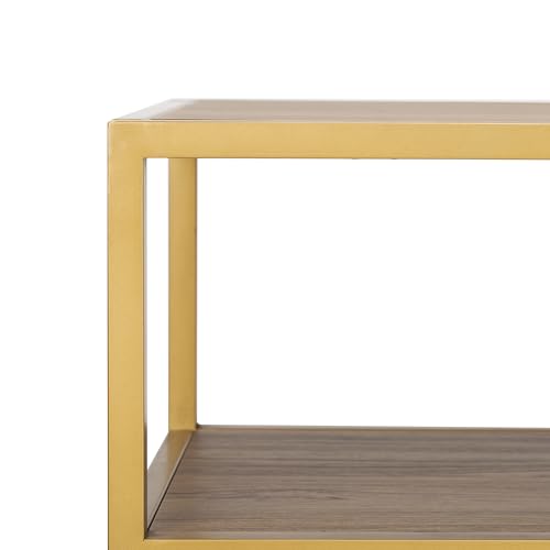 Safavieh Home Reese Mid-Century Modern Walnut and Gold Console Table