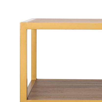 Safavieh Home Reese Mid-Century Modern Walnut and Gold Console Table