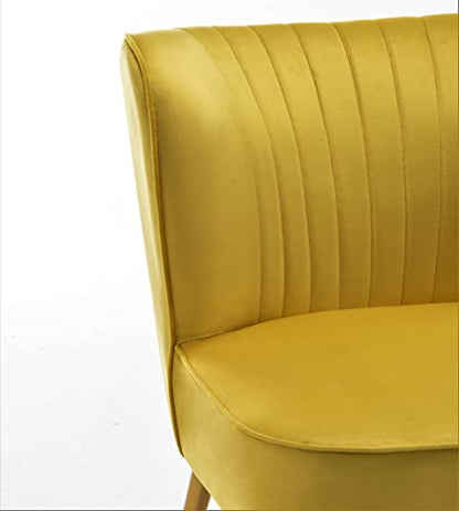 Modern Velvet Accent Chair for Living Room, Bedroom, or Entryway, Stylish and Comfortable Armless Design with Metal Legs, Yellow