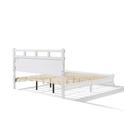 California King Modern Farmhouse Wood Grain Bed Frame (Antique White), view 6
