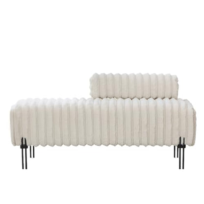 49.6" Modern Loveseat Sofa Couch, Upholstered Accent Sofa with Golden Legs and Adjustable Backrest, Small Faux Fur Couches for Bedroom, Living Room, Compact Small Space (Beige)