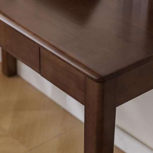 Solid Wood Desk with Drawer (Walnut Color, 47.2inch), view 8