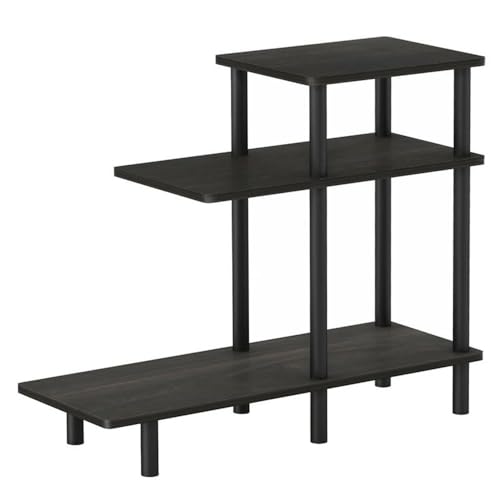 Turn-N-Tube Wood 3-Tier Sofa Side Table, Engineered Wood, Espresso/Black Finish, 25.63" H x 31.5" W x 11.61" D, Modern Design with Open Shelves, Living Room or Bedroom Furniture